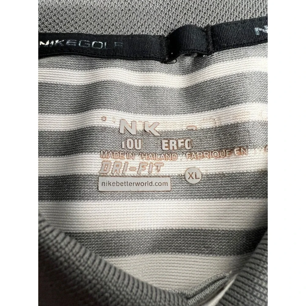Nike DriFit Golf Polo Shirt XL Tour Performance‎ Gray Stripe Short Sleeve